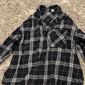 Plaid black and white flannel